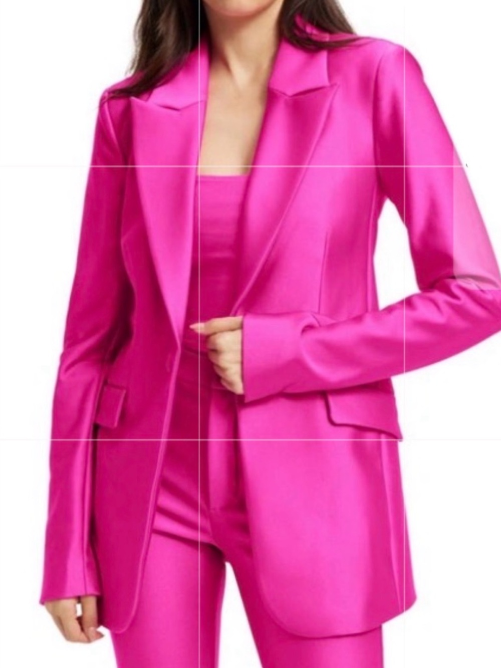 Like New Good American Disco Sculpted Blazer Fuchsia Pink Size 2X Retail $179.00